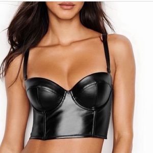 Victoria’s Secret Faux Leather Lace Bustier balconet 32DD